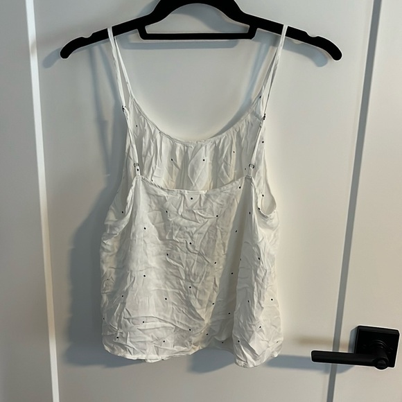 BP Nordstrom Ivory Black Dots Adjustable Tank Straps Crop Cami EUC - Picture 6 of 7